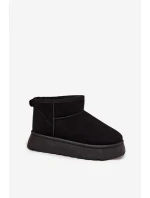 Śniegowce Damskie Na Platformie Ocieplane Futerkiem Czarne Vesirae