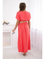 Dlhé šaty s ozdobným pásom Pink Neon