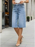 Dámske džínsové bermudy s vysokým pásom modré FashionStreet SY0491