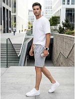 Pánske teplákové šortky so šnúrkou, svetlosivé, FashionStreet SX2621 Pánske teplákové šortky so šnúrkou, svetlosivé, FashionStreet SX2621