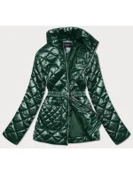 Tmavozelená prešívaná dámska bunda s opaskom (BH2208) Tmavozelená prešívaná dámska bunda s opaskom (BH2208)