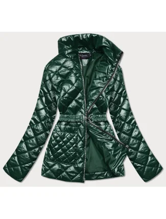 Tmavozelená prešívaná dámska bunda s opaskom (BH2208) Tmavozelená prešívaná dámska bunda s opaskom (BH2208)