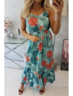 Šaty s motívom listov v mätovej farbe