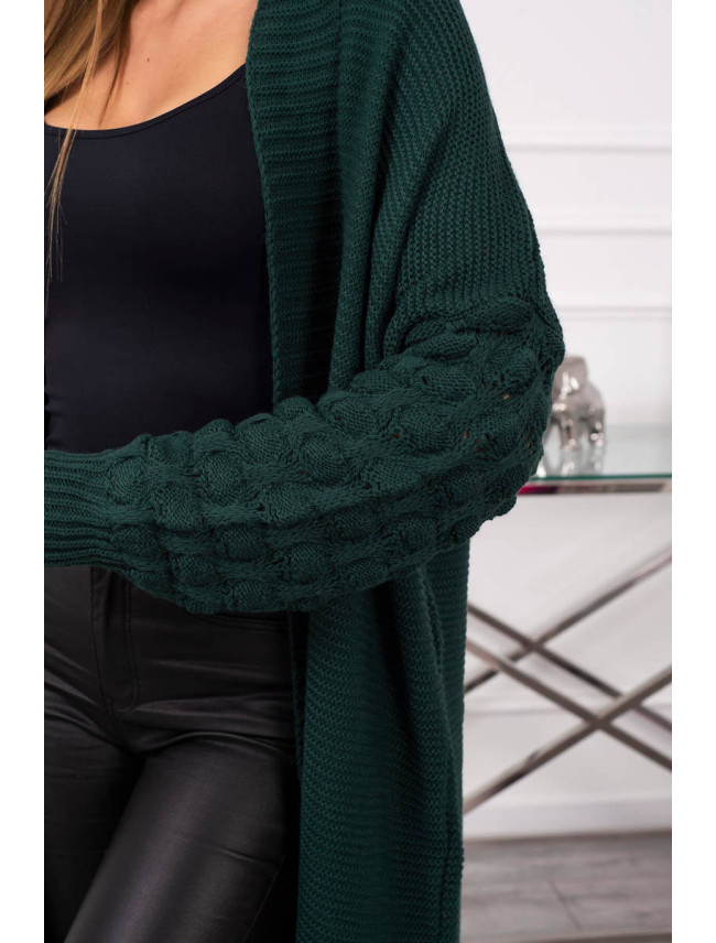 Bublinový sveter s rukávmi tmavo zelený