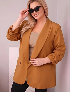 Elegantné dámske sako nadmernej veľkosti Dark Camel