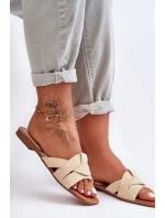 Damskie Materiałowe Klapki Beżowe Aversa