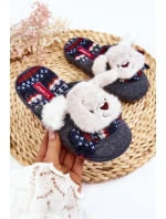 Dziecięce Kapcie Na Grubej Podeszwie z Misiem Szare Dasca