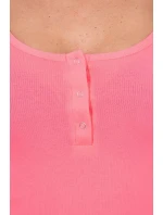 Šaty s gombíkovým výstrihom ružové neónové