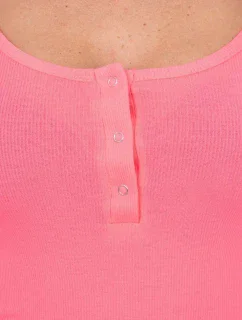 Šaty s gombíkovým výstrihom ružové neónové