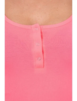 Šaty s gombíkovým výstrihom ružové neónové