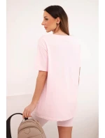 Dámsky bavlnený set s krátkym rukávom a šortkami candy pink Dámsky bavlnený set s krátkym rukávom a šortkami candy pink