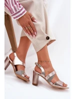 Sandały Damskie Na Słupku Sergio Leone SK866 Różowe Złoto