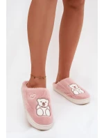 Kožešinové pantofle s medvědem růžové Noralie