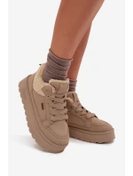 Dámska zateplená športová obuv na platforme SS274105 Beige - Big Star Dámska zateplená športová obuv na platforme SS274105 Beige - Big Star