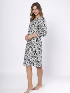 Dámska nočná košeľa WITALIA 1665 Béžová s modrou potlačou - LEVEZA