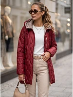 Dámska prešívaná prechodná bunda s kapucňou, bordová, FashionStreet TY5771 Dámska prešívaná prechodná bunda s kapucňou, bordová, FashionStreet TY5771
