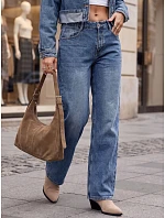 Dámske džínsy so širokými dlhými nohavicami, modré, FashionStreet UY3112 Dámske džínsy so širokými dlhými nohavicami, modré, FashionStreet UY3112