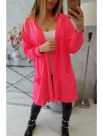 Bunda oversize s kapucňou ružová neónová