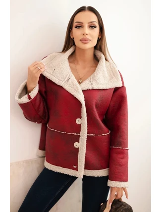 Dámska bunda nadrozmernej veľkosti s kapucňou a vreckami zateplená jahňacinou Camel