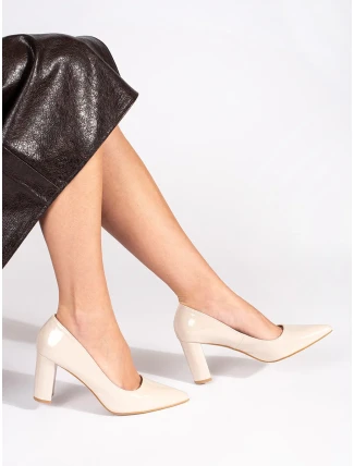 Praktické hnedé lodičky pre ženy na širokom podpätku Praktické hnedé lodičky pre ženy na širokom podpätku