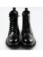 Čierne dámske šnurovacie topánky (A9935)