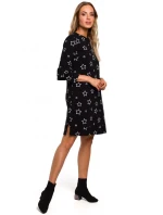 Šaty áčkového strihu s potlačou a volánovými rukávmi M445 - Moe