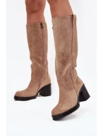 Dámske topánky na podpätku LH-8 Beige - JOIa shoes