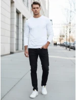 FashionStreet pánske biele tričko s dlhým rukávom LX0579