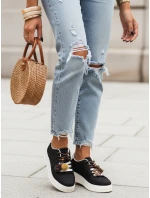Dámske semišové tenisky s ozdobnou platformou čierne FashionStreet ZY1418 Dámske semišové tenisky s ozdobnou platformou čierne FashionStreet ZY1418