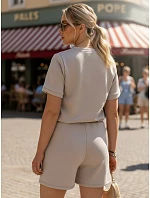Dámsky viskózový set s motýlikom a šortkami v moka farbe FashionStreet AY1186 Dámsky viskózový set s motýlikom a šortkami v moka farbe FashionStreet AY1186