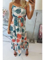 Šaty s motívom listov ecru