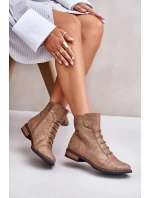 Ocieplane Botki Damskie Na Płaskim Obcasie Złote Labise