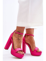 Kožené sandále na vysokom podpätku a platforme Pink Sky Dream