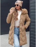 VEONI dámska zimná dlhá prešívaná bunda s kapucňou light beige FashionStreet TY4718