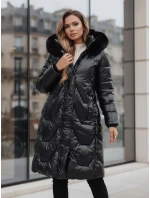 Dámska zimná bunda ELECIO dlhá prešívaná s kapucňou čierna FashionStreet TY5178z