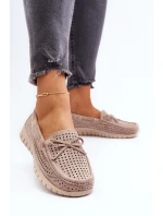 Mokasyny Damskie Z Kokardą Beżowe Reece Mokasyny Damskie Z Kokardą Beżowe Reece