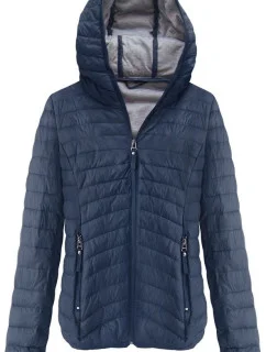Tmavo modrá prešívaná bunda s kapucňou (B1078-30)