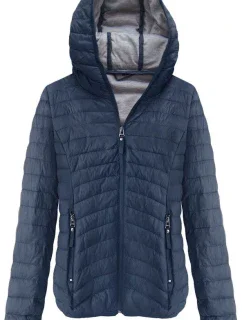 Tmavo modrá prešívaná bunda s kapucňou (B1078-30)