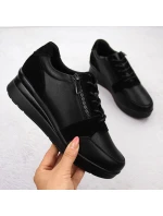 Čierne dámske kožené tenisky na podpätku Sergio Leone PB236-S