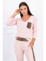 Sada s leopardím potlačou tmavo púdrovo ružová Sada s leopardím potlačou tmavo púdrovo ružová