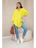 Bavlnené mušelínové tričko oversize kiwi