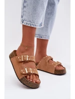 Dámské pantofle se zlatými sponami a cvočky Camel Tervina