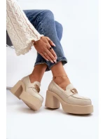 Zazoo 20170 Dámske kožené topánky na podpätku light beige Zazoo 20170 Dámske kožené topánky na podpätku light beige