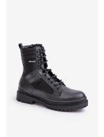 Skórzane Trapery Botki Męskie Ocieplane Big Star OO174164 Czarne