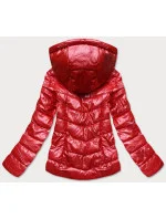 Lesklá červená bunda so vzorovanými vsadkami (W718)