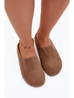 Dámské pantofle z eko semiše Khaki Kalvess
