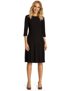 M336 Šaty so spadnutým pásom a záhyby - čierne