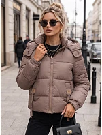 Dámska zimná prešívaná bunda s kapucňou, béžová, FashionStreet TY5748