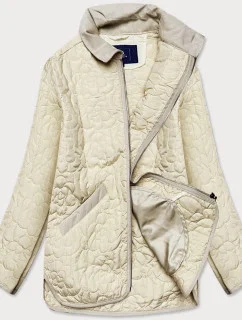 Tenká dámska bunda v krémovej farbe s ozdobným prešívaním (JIN226)