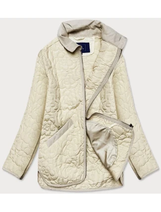 Tenká dámska bunda v krémovej farbe s ozdobným prešívaním (JIN226) Tenká dámska bunda v krémovej farbe s ozdobným prešívaním (JIN226)
